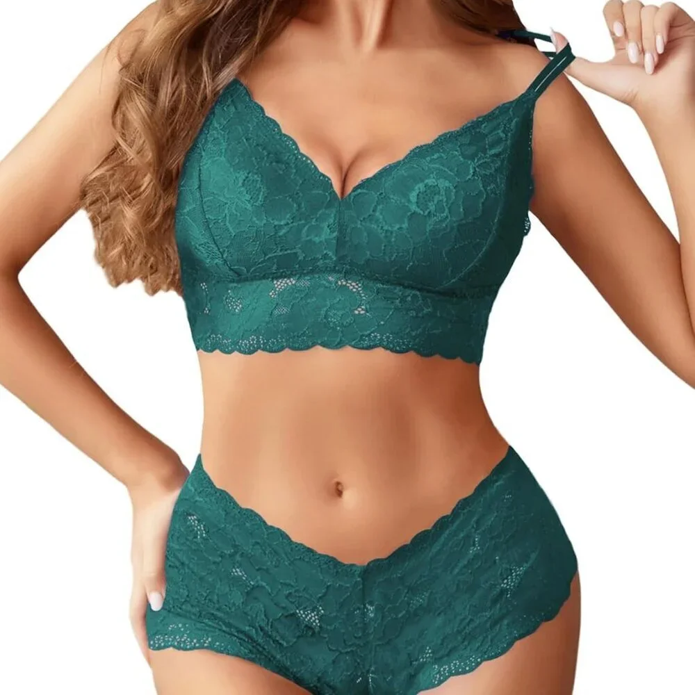 Sexy Lingerie Set for Women Lace Bra and Panty Set 2 Piece Lingerie Set Exotic L
